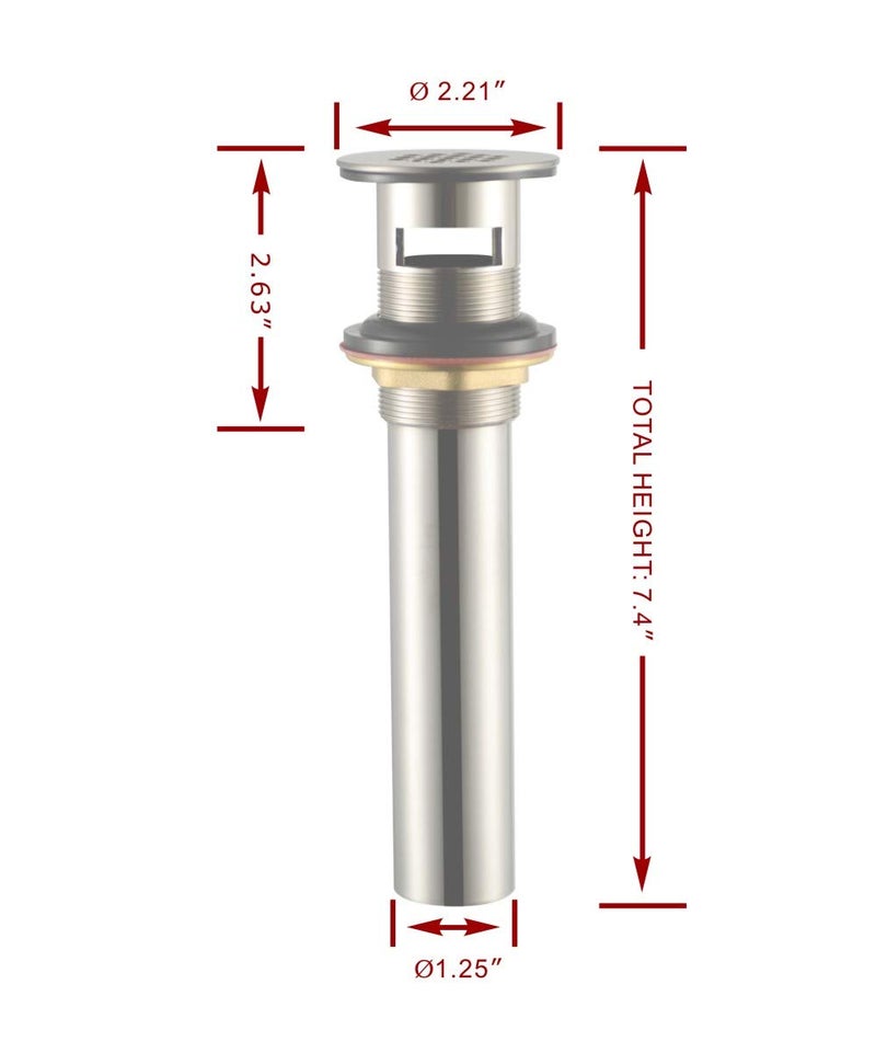 Purelux Grid Drain Strainer Assembly with Overflow for Bathroom Sink, Made of Brass Chrome Finish - Image 2